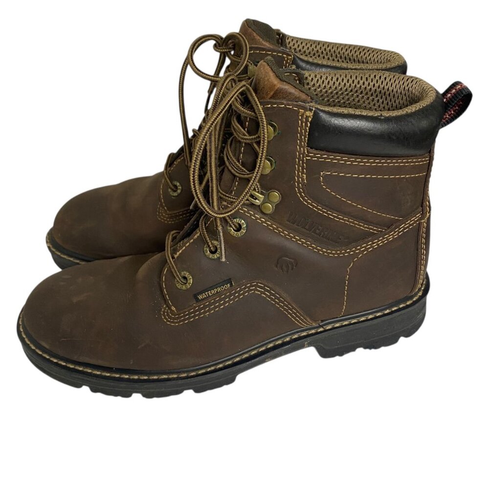 Wolverine Nolan Brown Leather Waterproof Ankle Work Boots W10104‎ Size 9.5M